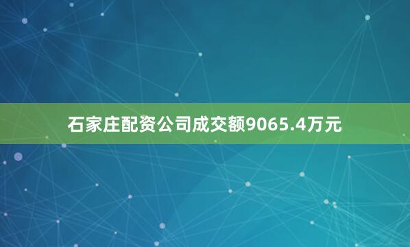 石家庄配资公司成交额9065.4万元